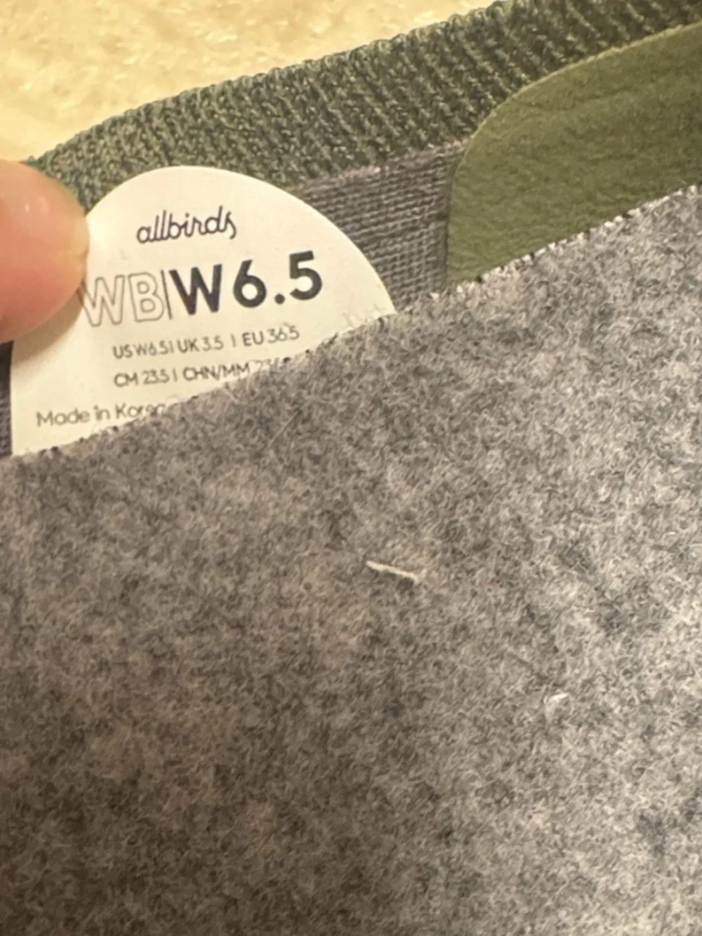 Allbirds Olive Green Wool Breezers Flats Size 6.5 US